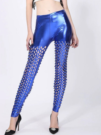 Õõnes Seksikad Klubirõivad Püksid Läikivad Retuusid Naiste Püksid Stretch Body Fitness Elastne Skinny Sport Mood Hõbedane Tight Street
