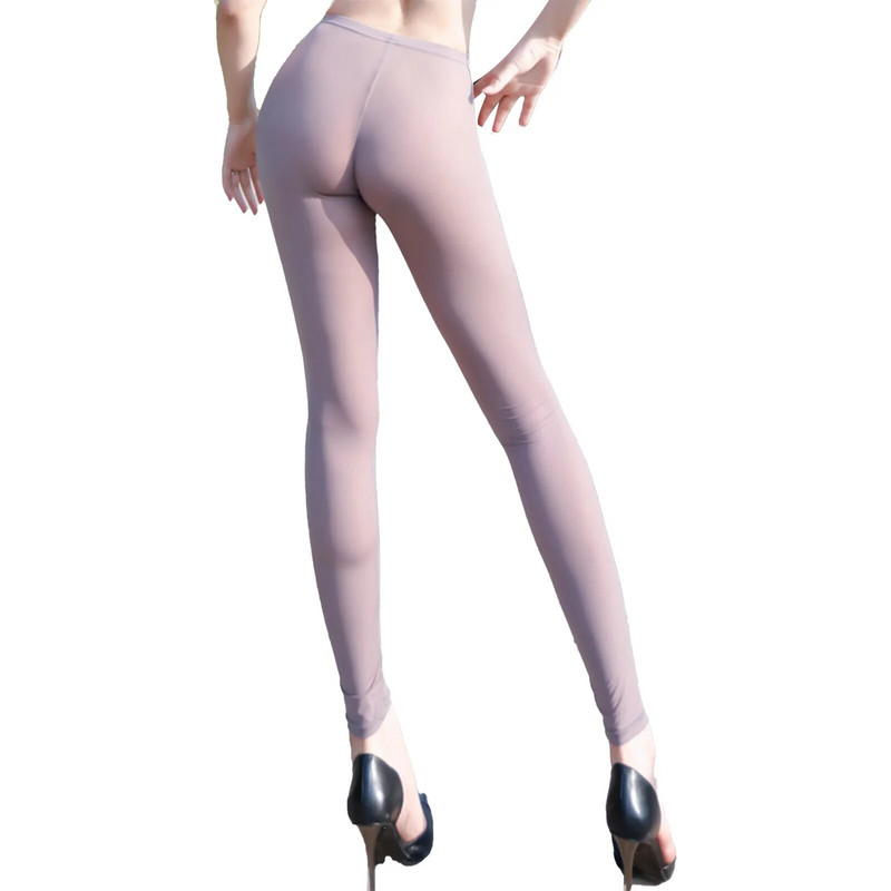 Γυναικεία λεπτή διαφανή κολάν γυμναστικής μονόχρωμη μέσης μέσης ελαστική προπόνηση γιόγκα Skinny παντελόνι ελαστικό γυναικείο casual ρούχα γυμναστικής
