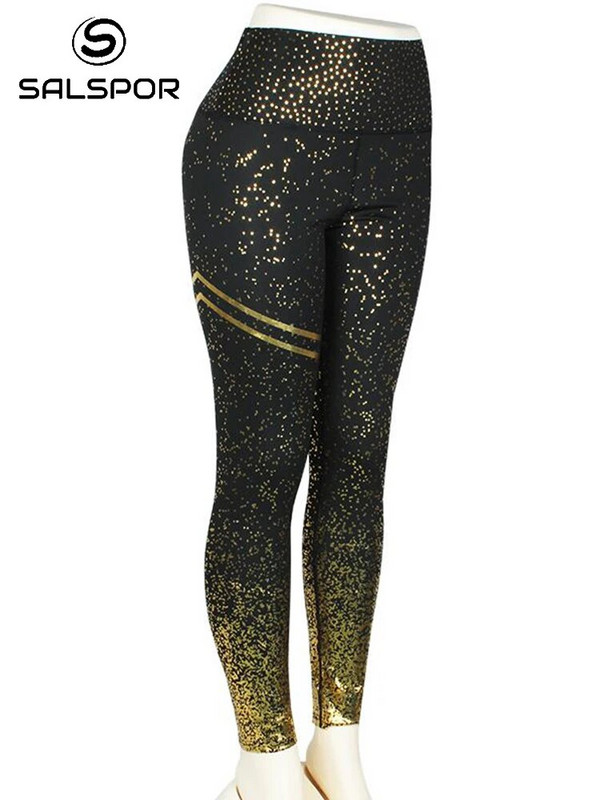 SALSPOR Εκτύπωση Αθλητικά κολάν Γυναικεία Κολάν γυμναστικής ψηλής μέσης Παντελόνι γυμναστικής μόδας Golden Dots Fitness Αθλητικά Γυναικεία