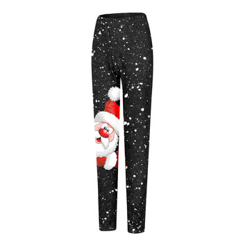 Коледни клинове с принт Дамски еластични тънки дълги клинове с висока талия Коледни панталони за фитнес тренировка Коледни подаръци Еластични панталони