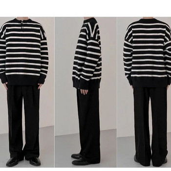 2023 Πλεκτά ελαφριά πουλόβερ πολυτελείας ανδρικά πουλόβερ casual vintage γιακά Henry ριγέ μακρυμάνικα μπλουζάκια Streetwear φθινόπωρο