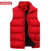 FGKKS Brand 2023 Winter ανδρικό γιλέκο Parkas Βαμβακερό καθημερινό αμάνικο σταντ χοντρά ρούχα μονόχρωμο γιλέκο ανδρικό σακάκι