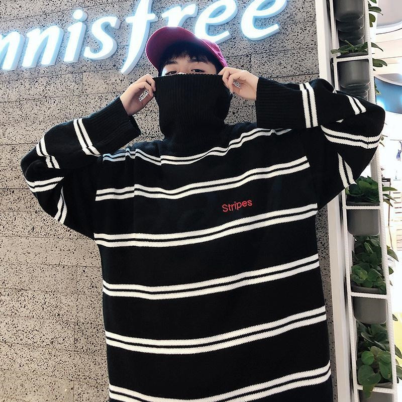 Ανδρικό πουλόβερ Φθινοπωρινό χειμωνιάτικο πουλόβερ Θερμικό πλέξιμο πουλόβερ Preppy στυλ Casual πουλόβερ Ριγέ χαλαρά ρούχα Ανδρικά πουλόβερ