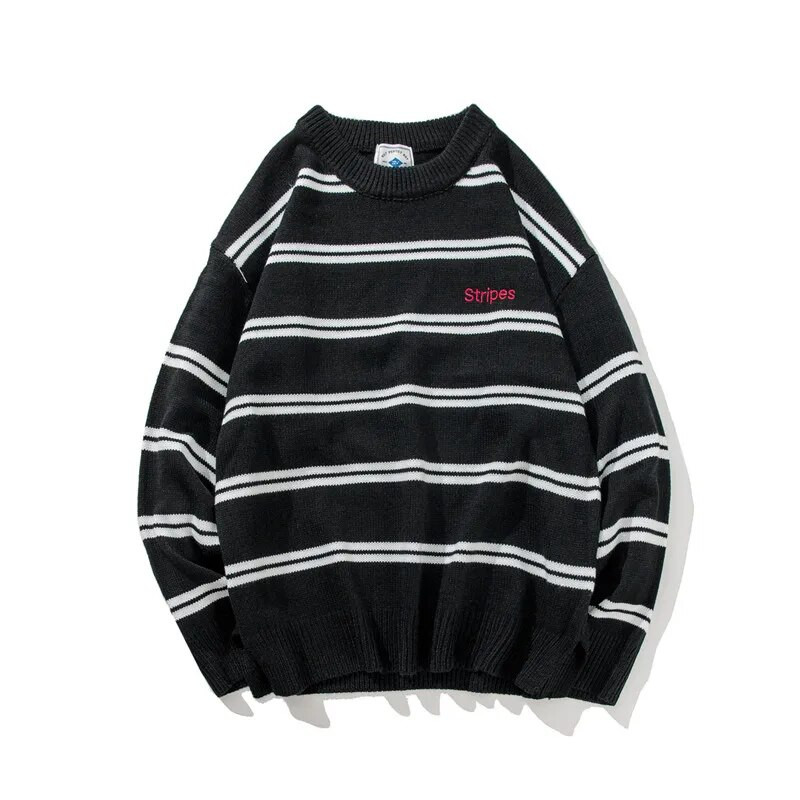 Ανδρικό πουλόβερ Φθινοπωρινό χειμωνιάτικο πουλόβερ Θερμικό πλέξιμο πουλόβερ Preppy στυλ Casual πουλόβερ Ριγέ χαλαρά ρούχα Ανδρικά πουλόβερ
