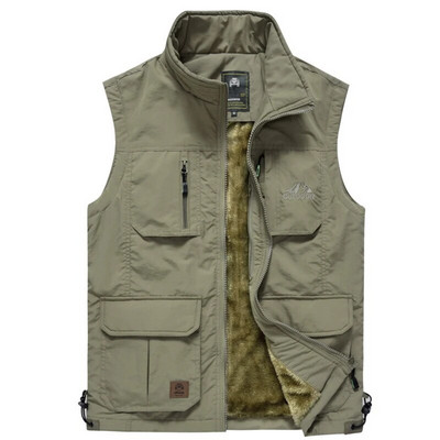 Χειμερινό ανδρικό φλις ζεστό γιλέκο με πολλές τσέπες Φθινοπωρινό ανδρικό casual χοντρό γιλέκο με πολλές τσέπες Νέο αμάνικο μπουφάν φωτογράφου
