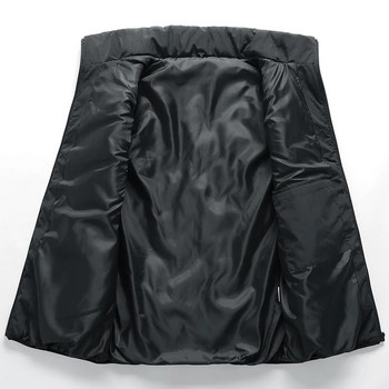 Есенно мъжко яке без ръкави Черна жилетка Ежедневни топли дебели палта Мъжки модни мъжки жилетки с памучна подплата Големи размери 8XL