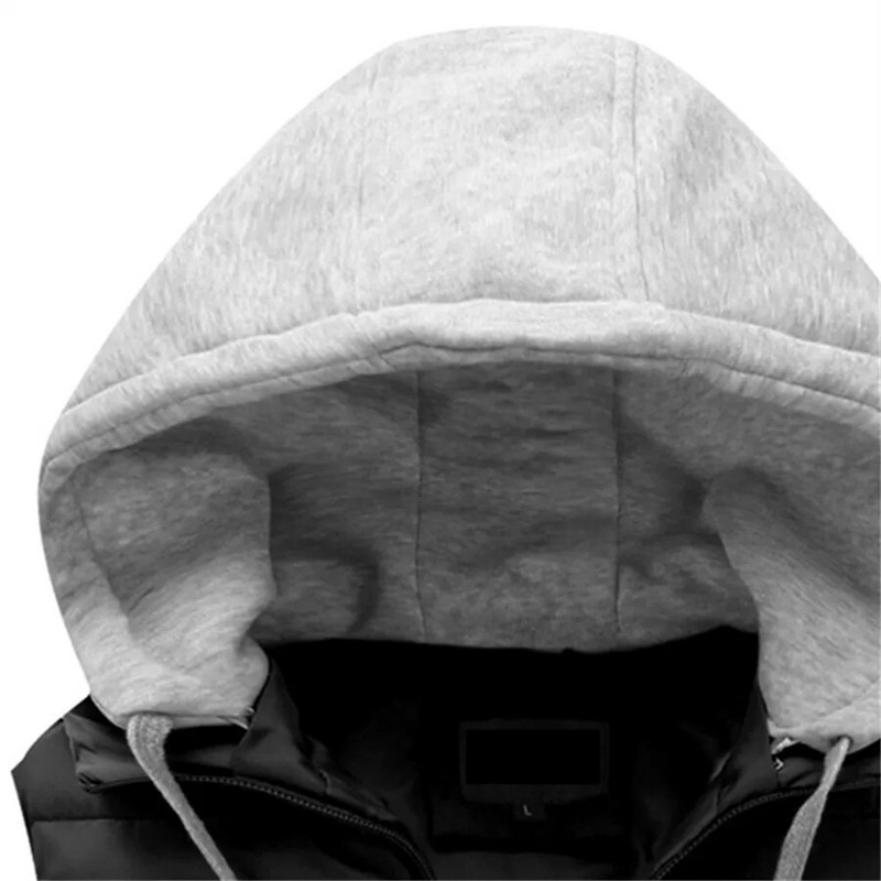 Vīriešu polsterēta veste rudens ziemas jakas ar kapuci Virsdrēbes Biezs silts mētelis bez piedurknēm Ikdienas veste Vīriešu apģērbi Vīriešu tumši topi