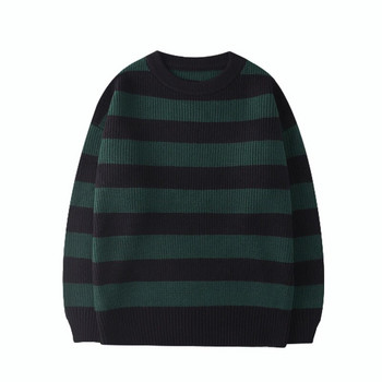 ЧЕТЛИВИ Пролет Есен Раирани пуловери Мъжки Streetwear Мъжки пуловери Tate Landon Пуловер Зелен раиран Пуловер Жени