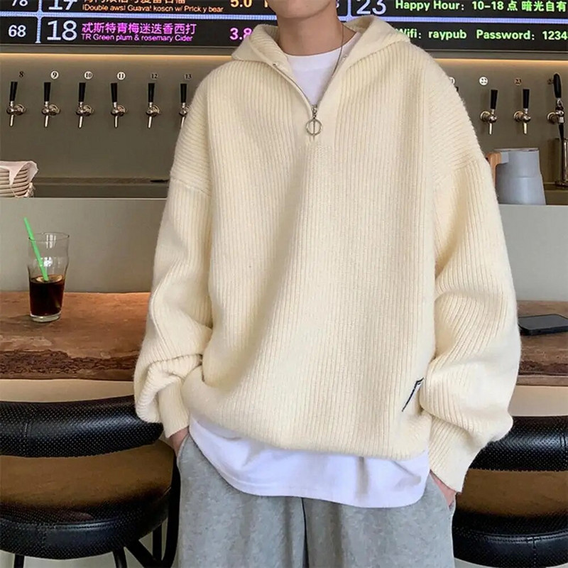 Populiarus vyriškas trikotažas Dovanų Vyriškas megztinis su gobtuvu Madingas dryžuotas megztinis su gobtuvu, atsparus šalčiui