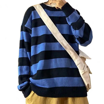 Модерен ежедневен есенен пуловер против свиване Пролетен пуловер Streetwear на райета