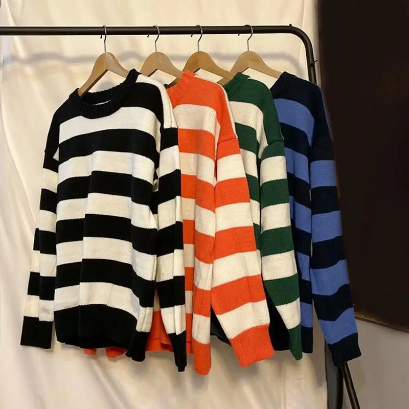 Madingas nesusitraukiantis laisvalaikio rudens megztinis Pavasarinis megztinis Gatvės apranga Dryžuota