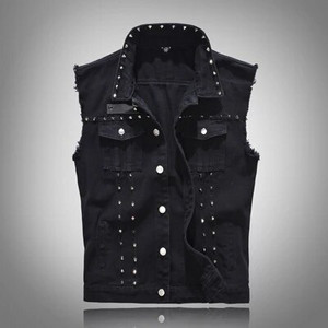 DIMUSI kevadsügis Meeste Vest Vintage Denim Teksad Vest Meeste Must Varrukateta Jakid Meeste Need Hole Teksad Vestid 5XL,TA338