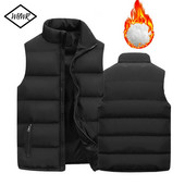 Vyriška striukė Žieminiai šilti paltai vyrams sustorinta apykakle, apatinė liemenė, negabaritinė striukės, liemenė be rankovių, užtrauktuku