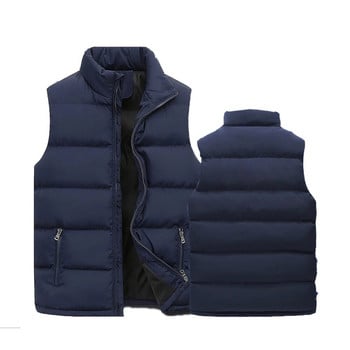 Ανδρικό μπουφάν Χειμερινό ζεστό παλτό για άντρες Παχύ γιακά πουπουλένιο γιλέκο μεγάλου μεγέθους μπουφάν Puffer γιλέκο αμάνικο φερμουάρ