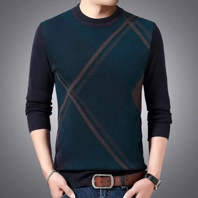 2021 m. laisvalaikis, storas, šiltas žiemos dryžuotas megztas megztinis vyriškas džemperis, džemperis, megztinis, vyriškas megztinis, vyriška mada 02116