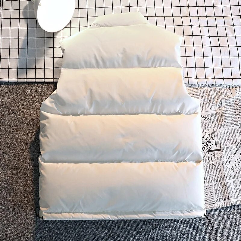 Rudens žiemos balta liemenė striukė Vyriška madinga striukės be rankovių Vienspalvės šiltos liemenės Storos juodos liemenės Vyriški drabužiai 2022 m.