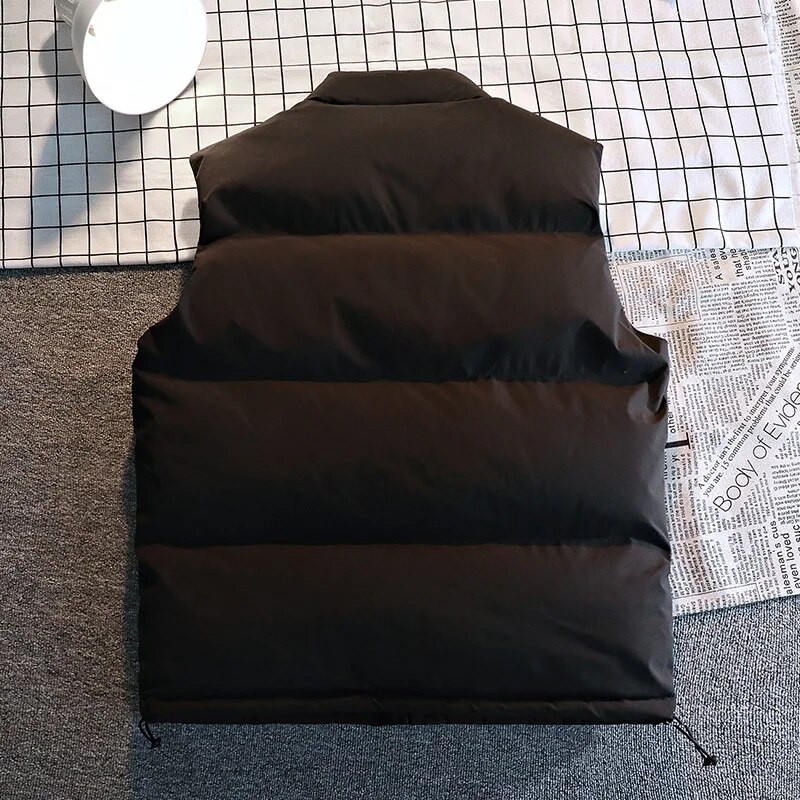 Rudens žiemos balta liemenė striukė Vyriška madinga striukės be rankovių Vienspalvės šiltos liemenės Storos juodos liemenės Vyriški drabužiai 2022 m.