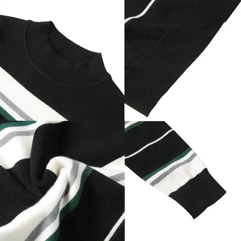 2023. gada zīmola apģērbs Vīriešu rudens/ziemas termiski adāms džemperis/vīriešu slaids, moderns svītrains trikotāžas krekls Vīriešu ikdienas džemperis