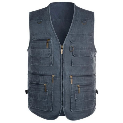 7Xl 6Xl Uus meeste vabaaja suvine suur puuvillane varrukateta vest paljude 16 taskuga Meeste mitme taskuga foto vest.