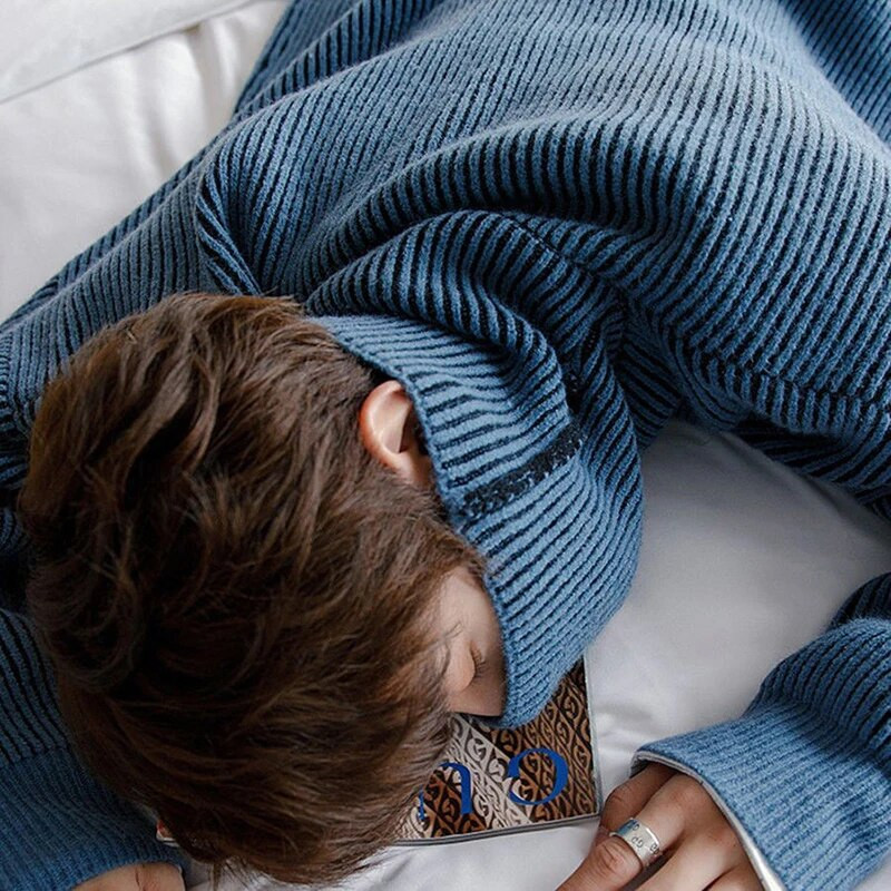 Prugasti print Muški pulover s dolčevitom Zimski poslovni ležerni Održavajte toplinu Harajuku Preveliki puloveri Tinejdžerska moda Ulična odjeća