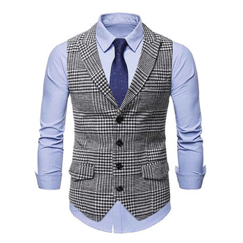 Ανδρικό γιλέκο μόδας Slim Fit Λεπτό καρό ανδρικό γιλέκο μπλούζες επαγγελματικό γιλέκο γιλέκο Αντρικό στυλ Αγγλίας Ανδρικά casual κοστούμια γιλέκα