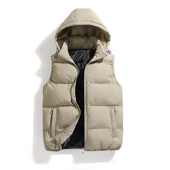 Φθινοπωρινό χειμωνιάτικο ανδρικό γιλέκο αδιάβροχο ζεστό αμάνικο γιλέκο Ανδρικό μπουφάν μόδας με κουκούλα casual γιλέκο Ανδρικό χοντρό γιλέκο