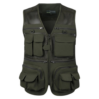 Ανδρικό γιλέκο Tactical Webbed Gear παλτό Καλοκαιρινό γιλέκο φωτογράφου Εργαλείο πολλών διχτυωτών τσέπης Αμάνικο μπουφάν αρσενικό