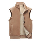 Talvine fliisvest meeste pluss sametvest varrukateta mantel Ühevärviline vest Paks soe pehme moodne vest meeste plusssuuruses M-5XL