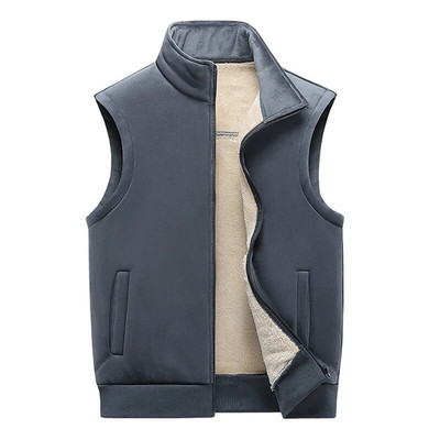 Talvine fliisvest meeste pluss sametvest varrukateta mantel Ühevärviline vest Paks soe pehme moodne vest meeste plusssuuruses M-5XL