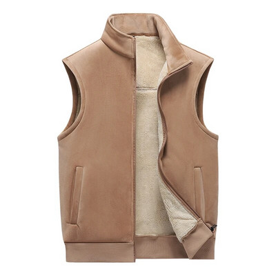 Talvine fliisvest meeste pluss sametvest varrukateta mantel Ühevärviline vest Paks soe pehme moodne vest meeste plusssuuruses M-5XL