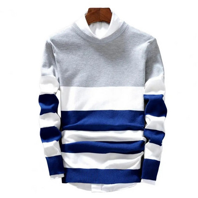 Κλασικό ριγέ μοτίβο ανδρικό πλεκτό πουλόβερ Τοπ πουλόβερ πουλόβερ ζεστό πουλόβερ