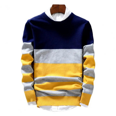 Κλασικό ριγέ μοτίβο ανδρικό πλεκτό πουλόβερ Τοπ πουλόβερ πουλόβερ ζεστό πουλόβερ