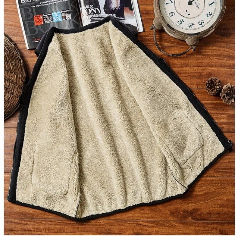 Jesen Zima Muški topli muški prsluk od flisa Ležerna jakna bez rukava Baršunasti debeli muški prsluk bez rukava Plus veličina 6Xl