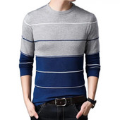 Sügistalvine mood triibulised meeste pulloverid Slim Fit vabaaja kampsun Meeste kudum Pullover O kaelusega kootud kampsunid Meeste rõivad