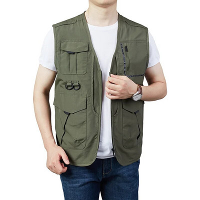 Άνοιξη Καλοκαίρι 2023 Ανδρικά γιλέκα εξωτερικού χώρου με πολλές τσέπες Πεζοπορία Φωτογραφικό γιλέκο Man Fish Γιλέκο Αδιάβροχο γιλέκο Oversize 6Xl