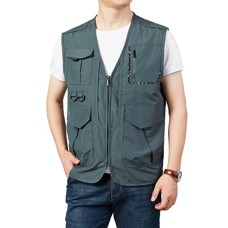 Άνοιξη Καλοκαίρι 2023 Ανδρικά γιλέκα εξωτερικού χώρου με πολλές τσέπες Πεζοπορία Φωτογραφικό γιλέκο Man Fish Γιλέκο Αδιάβροχο γιλέκο Oversize 6Xl