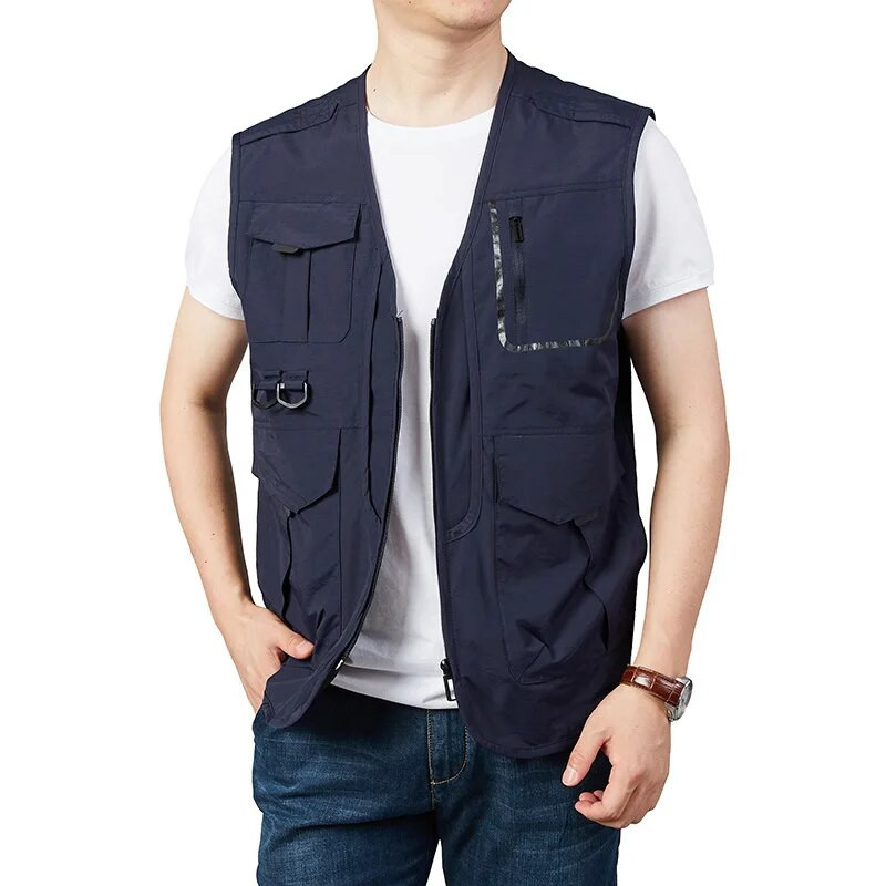 Άνοιξη Καλοκαίρι 2023 Ανδρικά γιλέκα εξωτερικού χώρου με πολλές τσέπες Πεζοπορία Φωτογραφικό γιλέκο Man Fish Γιλέκο Αδιάβροχο γιλέκο Oversize 6Xl