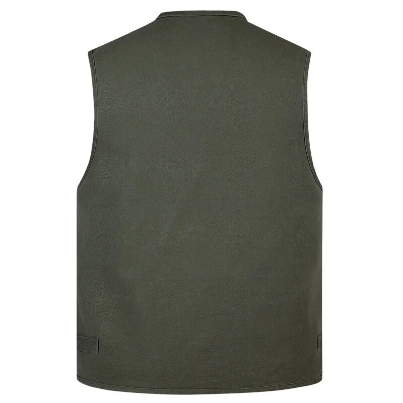 Uus klassikaline suvine meeste vest puuvillane nööp, mitme taskuga varrukateta jakk, ühevärviline õuekalapüügi vest, suur suurus