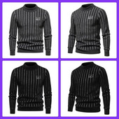 Υψηλής ποιότητας Ευρωπαϊκό και Αμερικάνικο ύφασμα Mohair Ζεστό ριγέ ζακάρ σχέδιο μακρυμάνικο πουλόβερ