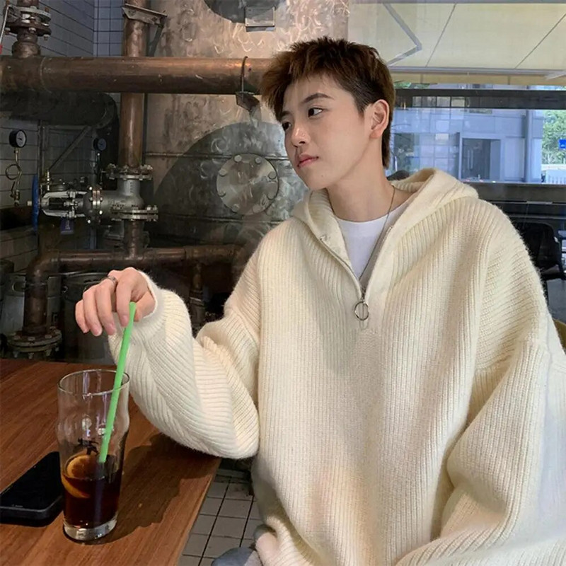 Muški pulover pulover 3 boje Muški pulover s kapuljačom Jednobojan otporan na hladnoću Popularni modni prugasti pulover s kapuljačom