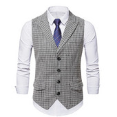 Νέο ανδρικό καρό κοστούμι γιλέκο Business Casual Γαμήλιο γιλέκο Slim Fit Αμάνικο Offcie μονόστομο κοστούμι γιλέκα Άνδρας