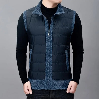 2023 m. žiema Naujas kratinys Vyriška megzta liemenė, aplenkta apykakle, atspari vėjui, normali, 5 spalvų berankovė, plius dydis, 3Xl Navidad