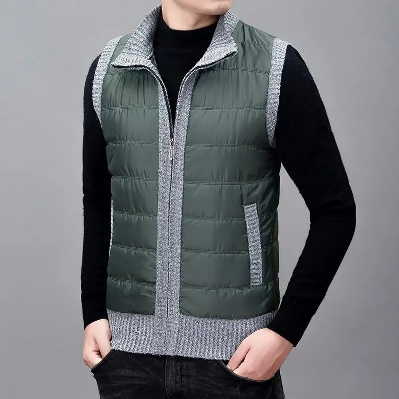 2023 m. žiema Naujas kratinys Vyriška megzta liemenė, aplenkta apykakle, atspari vėjui, normali, 5 spalvų berankovė, plius dydis, 3Xl Navidad