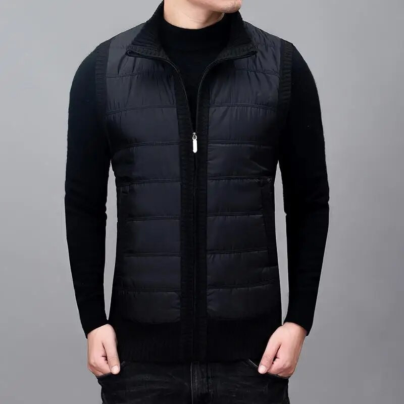 2023 m. žiema Naujas kratinys Vyriška megzta liemenė, aplenkta apykakle, atspari vėjui, normali, 5 spalvų berankovė, plius dydis, 3Xl Navidad