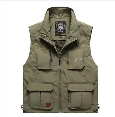 Proljetni muški alat za 2022., tanki labavi brzosušeći prsluk, muški prsluk za sportove na otvorenom, modni, s više džepova, samostojeći ovratnik