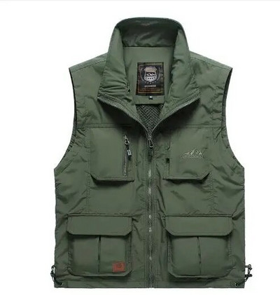 Proljetni muški alat za 2022., tanki labavi brzosušeći prsluk, muški prsluk za sportove na otvorenom, modni, s više džepova, samostojeći ovratnik