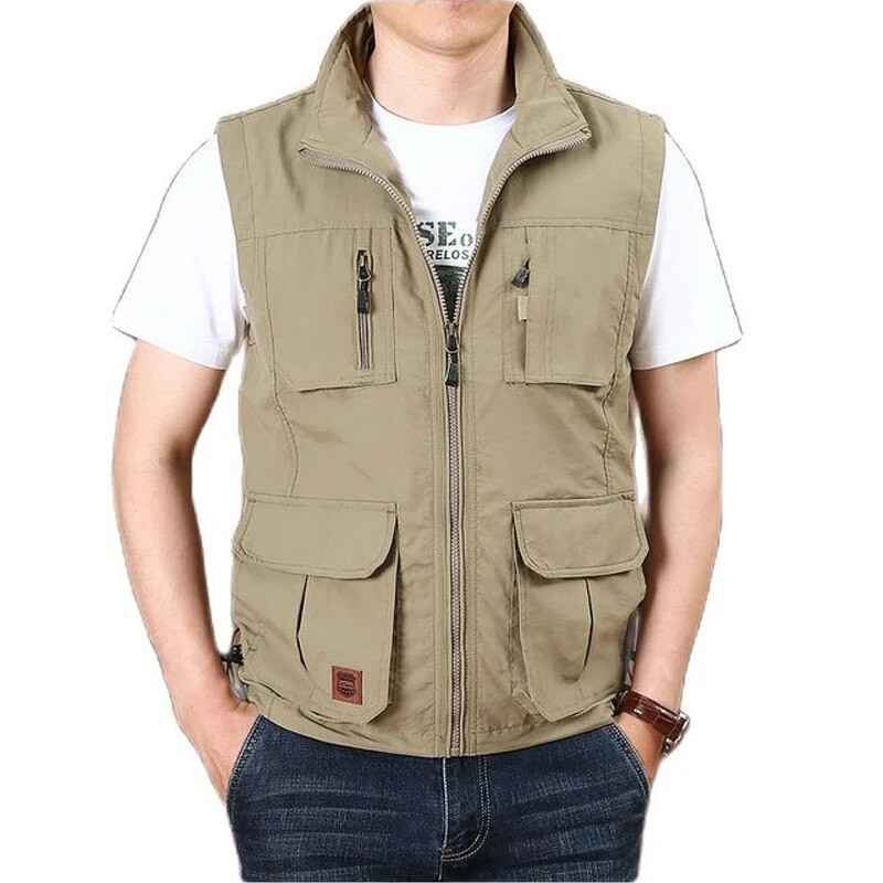 Proljetni muški alat za 2022., tanki labavi brzosušeći prsluk, muški prsluk za sportove na otvorenom, modni, s više džepova, samostojeći ovratnik