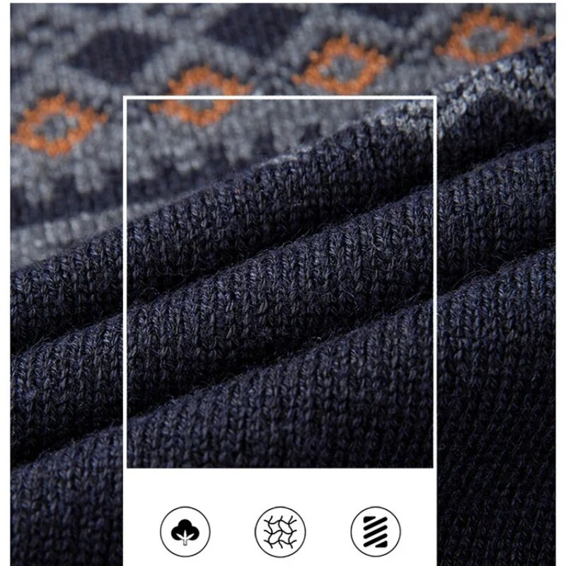 Rudens ir žiemos vyriški drabužiai Dryžuotas džemperis su užtrauktuku Vidutinio amžiaus megzti apatiniai marškinėliai Laisvalaikio megztinio vidinė apranga