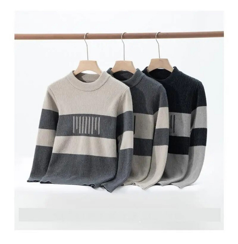 2023 Φθινόπωρο Χειμώνας Νέο ριγέ πουλόβερ Μοντέρνα μάρκας μόδας Πλεκτά Ανδρικά με λεπτή εφαρμογή Ευέλικτο πουκάμισο στο κάτω μέρος Casual πουλόβερ Τοπ