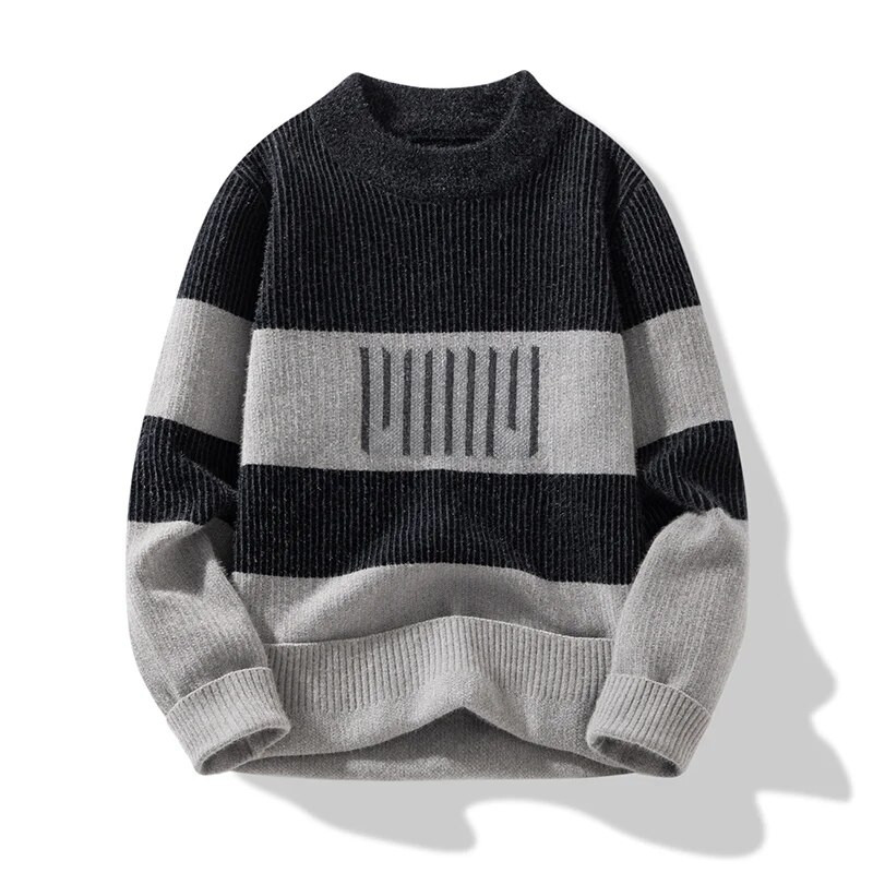 2023 Φθινόπωρο Χειμώνας Νέο ριγέ πουλόβερ Μοντέρνα μάρκας μόδας Πλεκτά Ανδρικά με λεπτή εφαρμογή Ευέλικτο πουκάμισο στο κάτω μέρος Casual πουλόβερ Τοπ